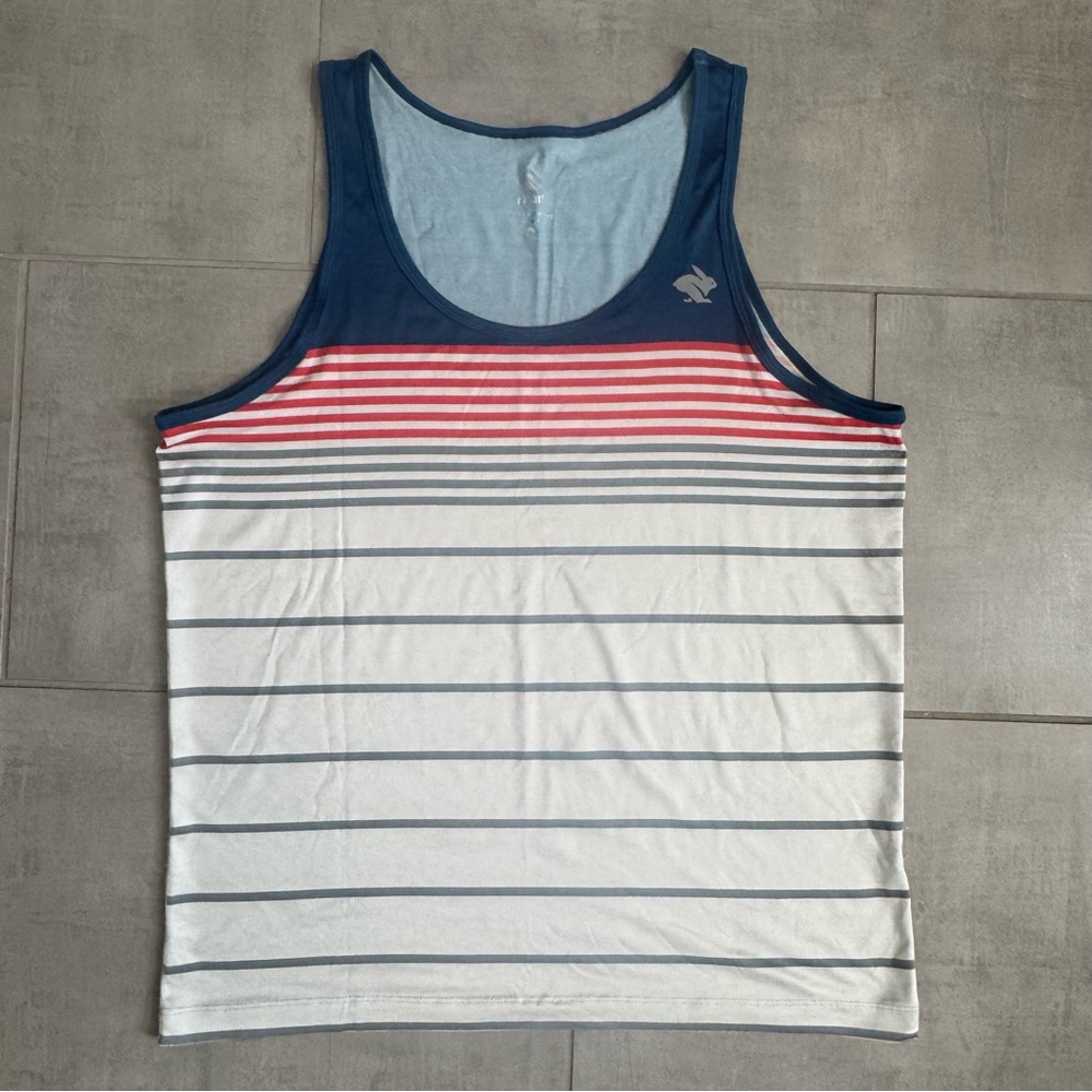 Men's Rabbit Red, White, and Blue Striped Tank Top - Athletic Casual